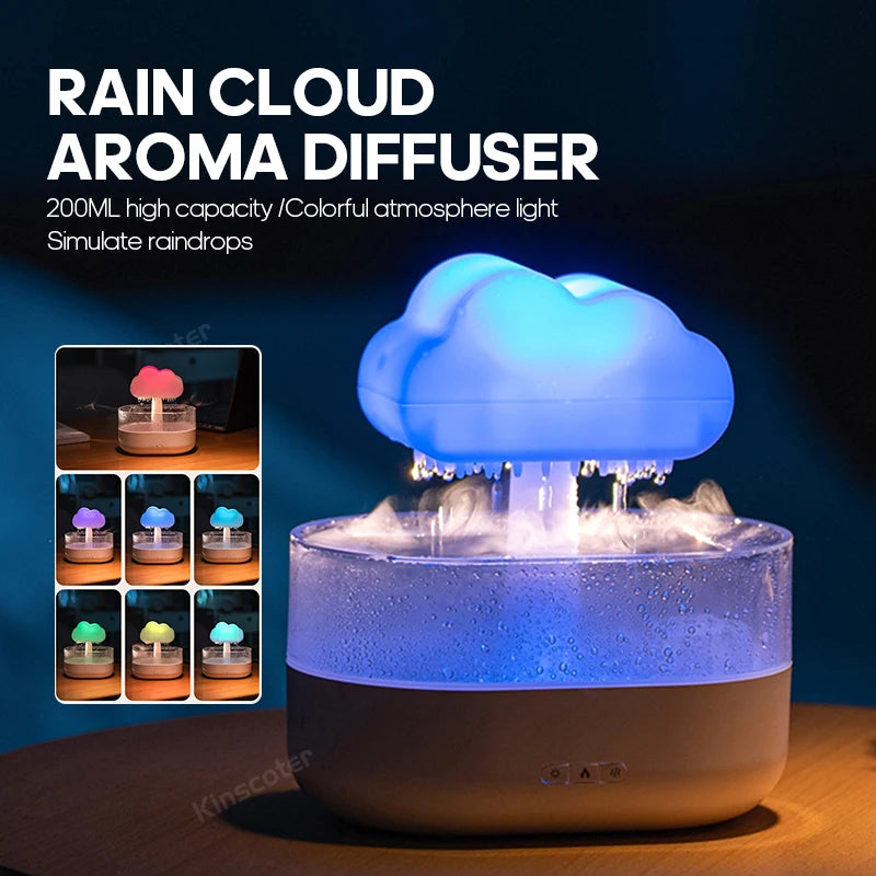 Rain Clouds Aroma Diffuser Zen Raindrops Air Humidifier Essential Oil Diffuser USB Desktop Ultrasonic Sprayer