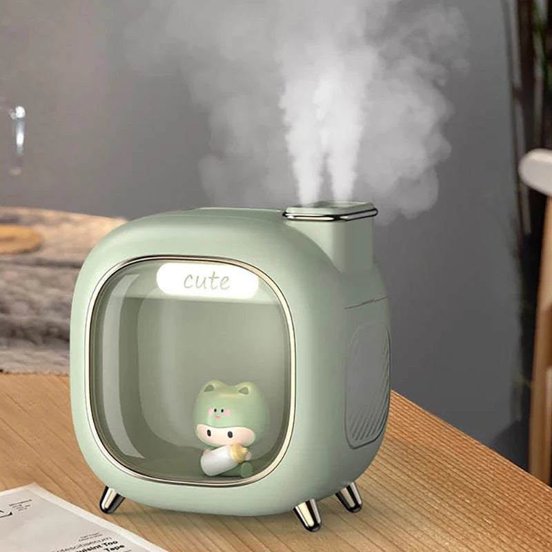 Moe Wa Humidifier Mini USB Double Spray Air Humidifier Home Bedroom Night Light Aroma Hydration Spray Air Humidifier Small Gift